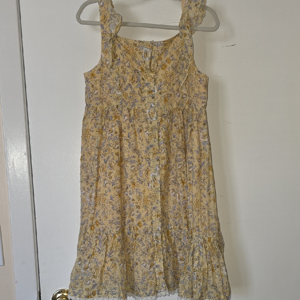 Girls Floral Yellow Sundress- Size 8